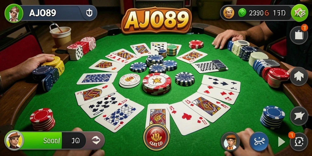 Tampilan menarik dari gameplay Gaple di AJO89.