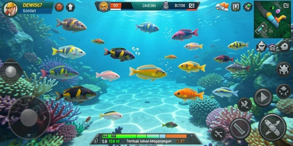 Tampilan gameplay DEWI567 dengan grafis menawan dan aksi menembak ikan.