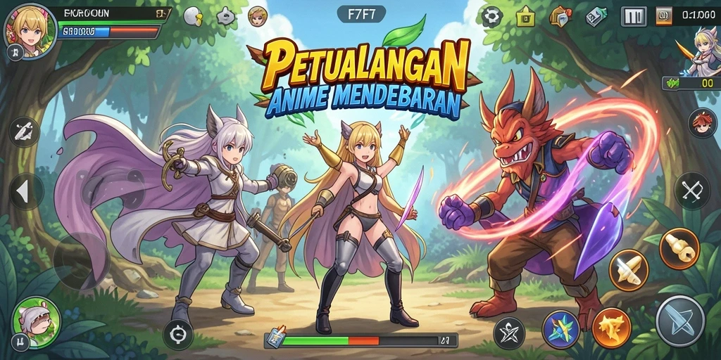 Tangkapan layar F7F7 menunjukkan aksi seru dalam dunia anime.