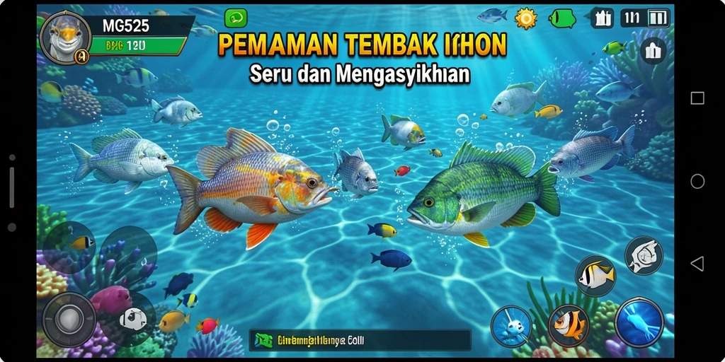 Tampilan gameplay seru Tembak Ikan MG525 dengan grafik menawan.