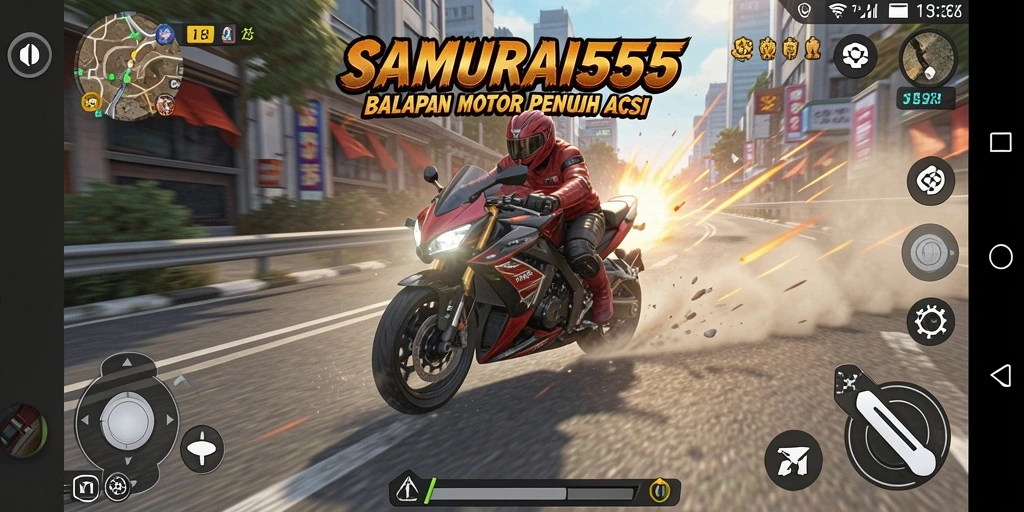 Gameplay balapan motor mendebarkan di SAMURAI555.