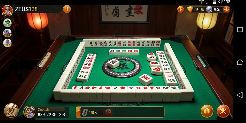 Tampilan menarik gameplay Mahjong di ZEUS138 dengan ubin berwarna-warni.